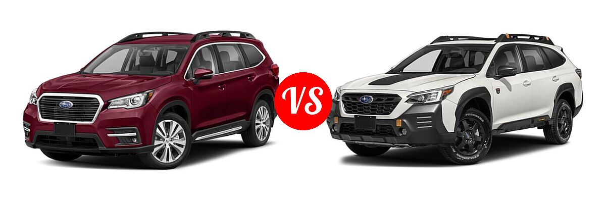 2022 Subaru Ascent SUV Limited vs. 2022 Subaru Outback SUV Wilderness - Front Left Comparison