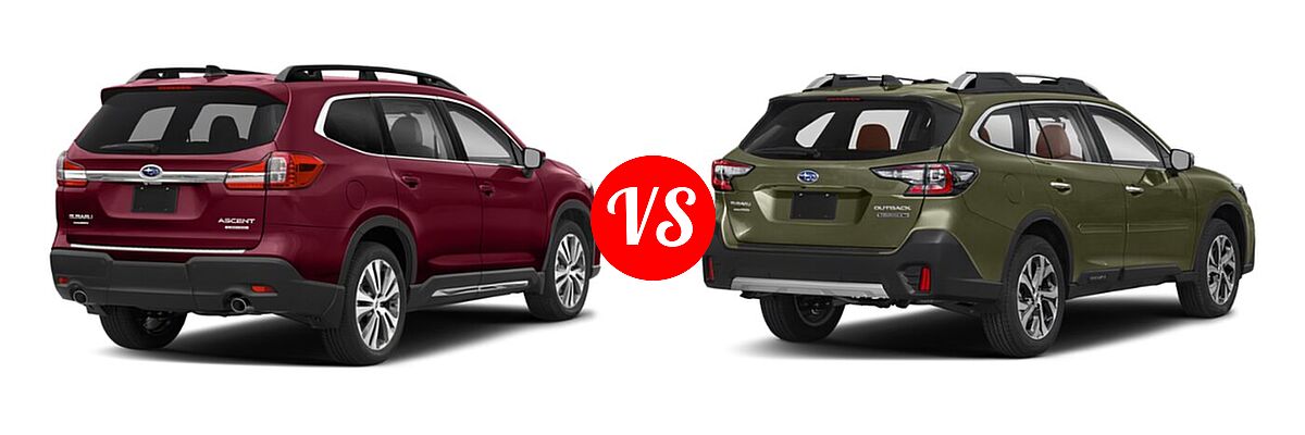 2022 Subaru Ascent SUV Limited vs. 2022 Subaru Outback SUV Touring XT - Rear Right Comparison