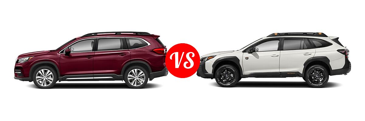 2022 Subaru Ascent SUV Limited vs. 2022 Subaru Outback SUV Wilderness - Side Comparison