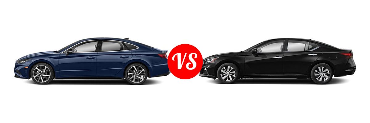 2022 Hyundai Sonata Sedan SEL Plus vs. 2022 Nissan Altima Sedan 2.5 Platinum / 2.5 SL / 2.5 SV - Side Comparison