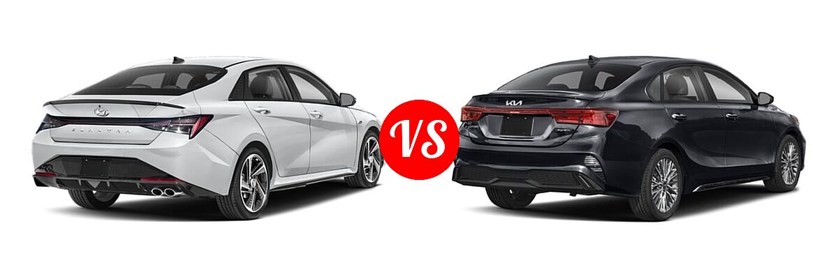 2022 Hyundai Elantra Sedan N Line vs. 2022 Kia Forte Sedan GT-Line - Rear Right Comparison