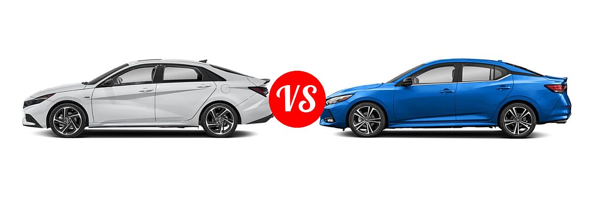 2022 Hyundai Elantra Sedan N Line vs. 2022 Nissan Sentra Sedan SR - Side Comparison