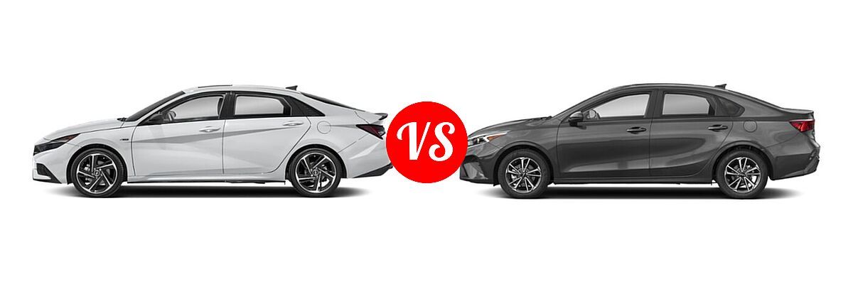 2022 Hyundai Elantra Sedan N Line vs. 2022 Kia Forte Sedan FE / LXS - Side Comparison