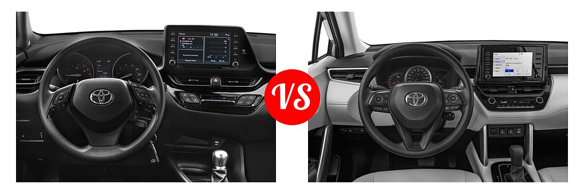 2022 Toyota C-HR SUV XLE vs. 2022 Toyota Corolla Cross SUV L / XLE - Dashboard Comparison