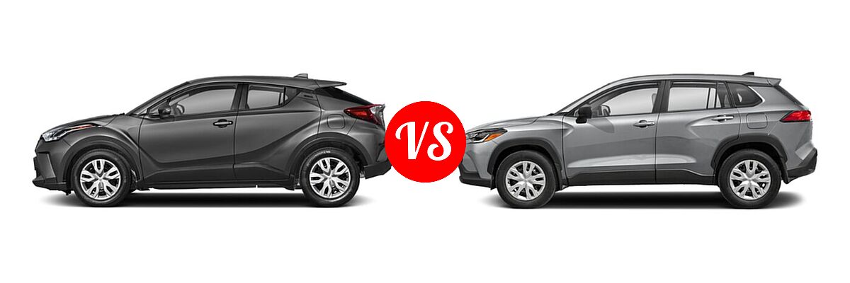 2022 Toyota C-HR SUV XLE vs. 2022 Toyota Corolla Cross SUV L / XLE - Side Comparison