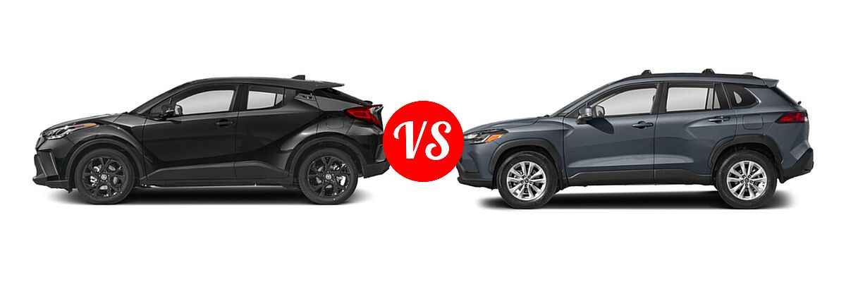 2022 Toyota C-HR SUV Nightshade vs. 2022 Toyota Corolla Cross SUV LE - Side Comparison