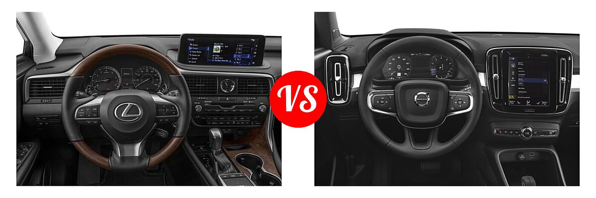 2022 Lexus RX 350L SUV RX 350L / RX 350L Luxury vs. 2019 Volvo XC40 SUV Momentum / R-Design - Dashboard Comparison