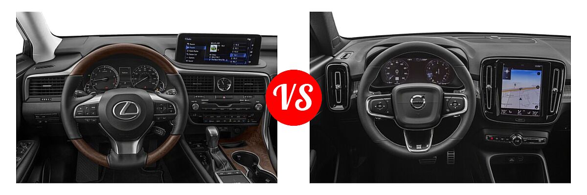 2022 Lexus RX 350L SUV RX 350L / RX 350L Luxury vs. 2019 Volvo XC40 SUV R-Design - Dashboard Comparison