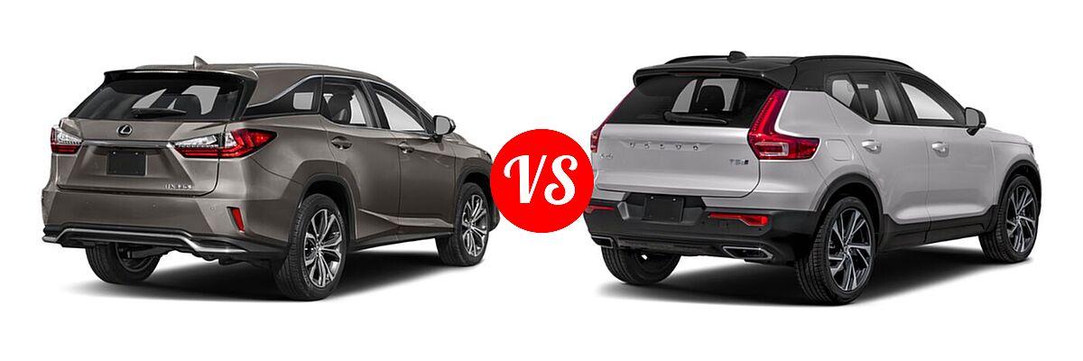 2022 Lexus RX 350L SUV RX 350L / RX 350L Luxury vs. 2019 Volvo XC40 SUV R-Design - Rear Right Comparison