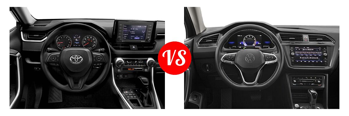 2022 Toyota RAV4 SUV LE vs. 2022 Volkswagen Tiguan SUV SE - Dashboard Comparison