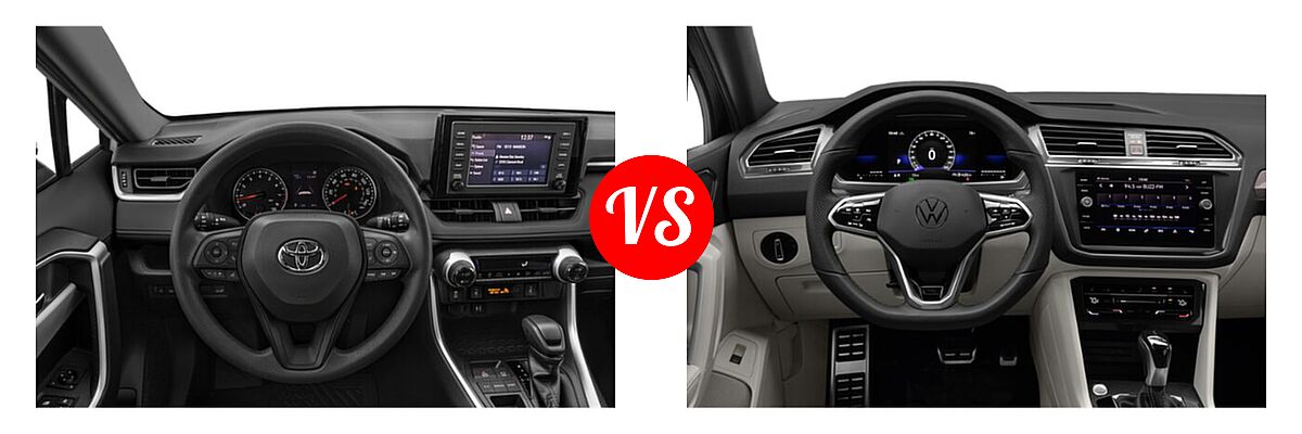 2022 Toyota RAV4 SUV XLE / XLE Premium vs. 2022 Volkswagen Tiguan SUV SE R-Line Black - Dashboard Comparison