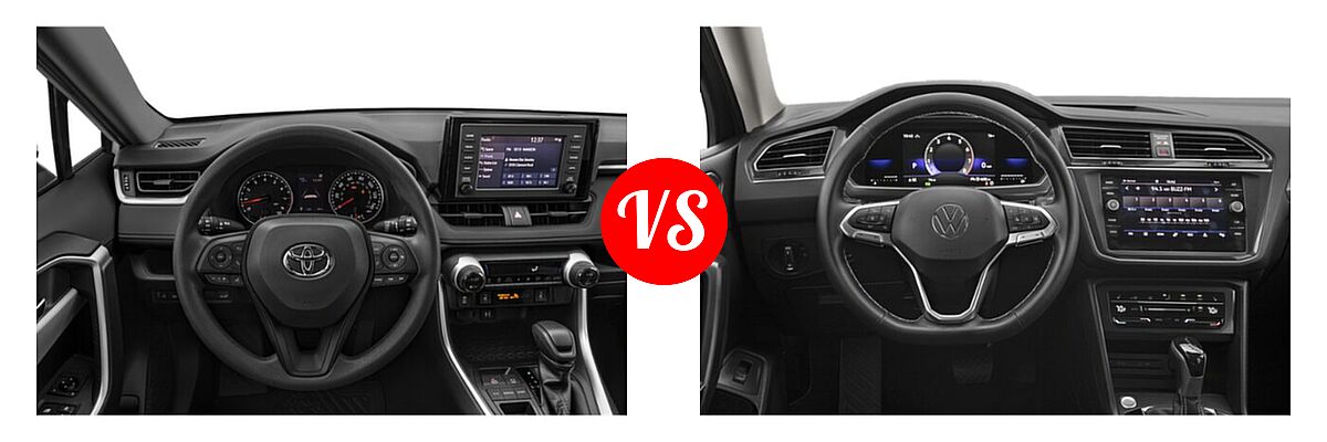 2022 Toyota RAV4 SUV XLE / XLE Premium vs. 2022 Volkswagen Tiguan SUV SE - Dashboard Comparison