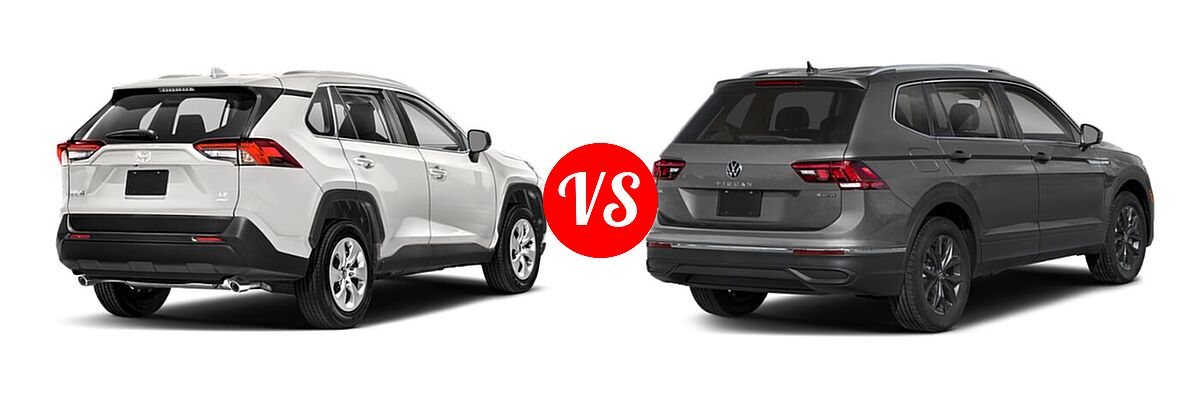 2022 Toyota RAV4 SUV LE vs. 2022 Volkswagen Tiguan SUV SE - Rear Right Comparison