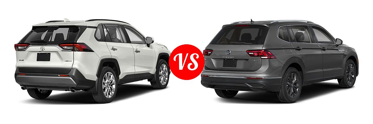 2022 Toyota RAV4 SUV Limited vs. 2022 Volkswagen Tiguan SUV SE - Rear Right Comparison