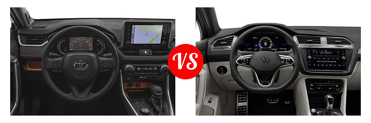 2022 Toyota RAV4 SUV Adventure vs. 2022 Volkswagen Tiguan SUV SE R-Line Black - Dashboard Comparison