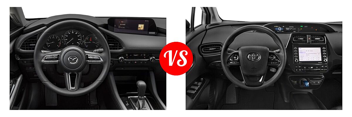 2022 Mazda 3 Hatchback Premium vs. 2022 Toyota Prius Hatchback Hybrid Limited / Nightshade - Dashboard Comparison