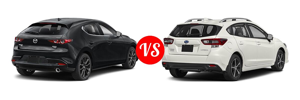 2022 Mazda 3 Hatchback 2.5 Turbo vs. 2022 Subaru Impreza Hatchback Premium - Rear Right Comparison