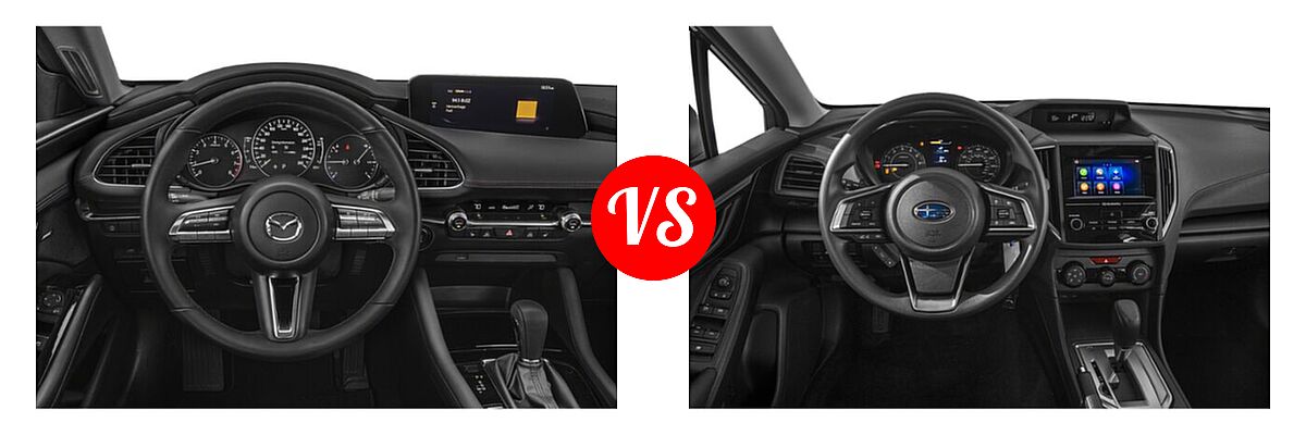 2022 Mazda 3 Hatchback Select vs. 2022 Subaru Impreza Hatchback 5-door CVT / 5-door Manual - Dashboard Comparison