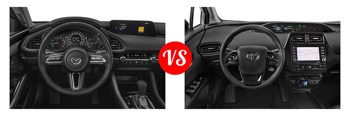 2022 Mazda 3 Hatchback Select vs. 2022 Toyota Prius Hatchback Hybrid Limited / Nightshade - Dashboard Comparison