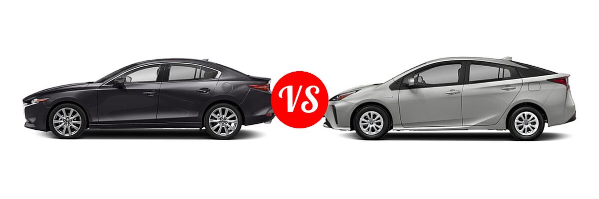 2022 Mazda 3 Hatchback Premium vs. 2022 Toyota Prius Hatchback Hybrid Limited / Nightshade - Side Comparison