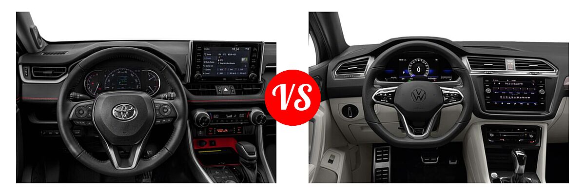 2022 Toyota RAV4 SUV TRD Off Road vs. 2022 Volkswagen Tiguan SUV SE R-Line Black - Dashboard Comparison