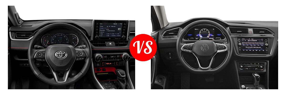 2022 Toyota RAV4 SUV TRD Off Road vs. 2022 Volkswagen Tiguan SUV SE - Dashboard Comparison