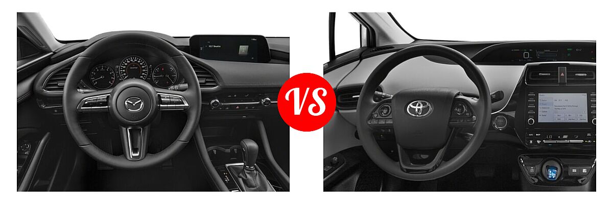 2022 Mazda 3 Hatchback 2.5 S vs. 2022 Toyota Prius Hatchback Hybrid LE / XLE - Dashboard Comparison