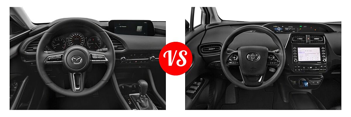 2022 Mazda 3 Hatchback 2.5 S vs. 2022 Toyota Prius Hatchback Hybrid Limited / Nightshade - Dashboard Comparison