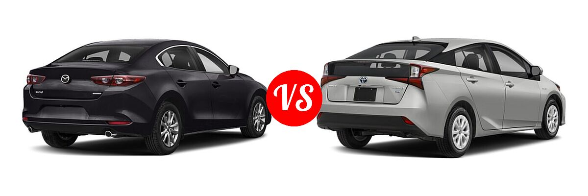 2022 Mazda 3 Hatchback 2.5 S vs. 2022 Toyota Prius Hatchback Hybrid Limited / Nightshade - Rear Right Comparison