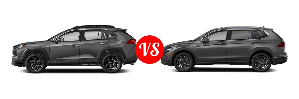 2022 Toyota RAV4 SUV TRD Off Road vs. 2022 Volkswagen Tiguan SUV SE - Side Comparison