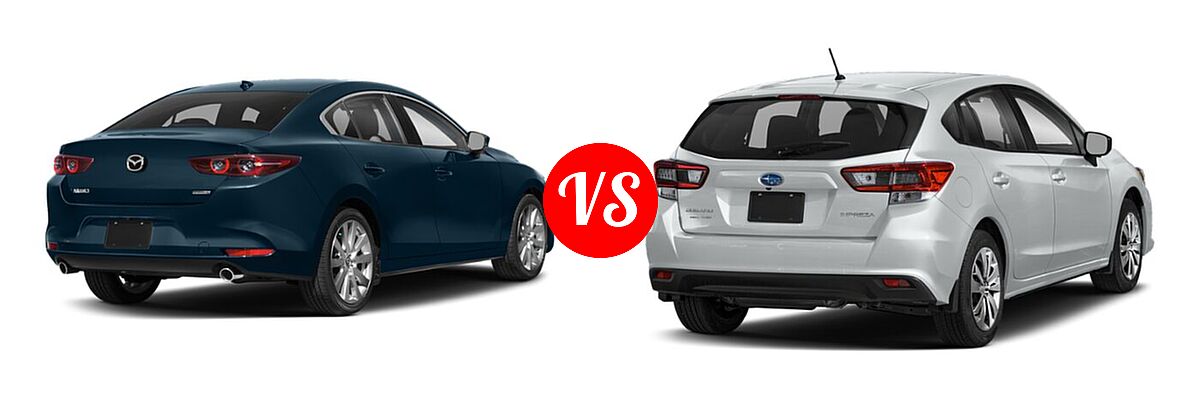 2022 Mazda 3 Hatchback Select vs. 2022 Subaru Impreza Hatchback 5-door CVT / 5-door Manual - Rear Right Comparison