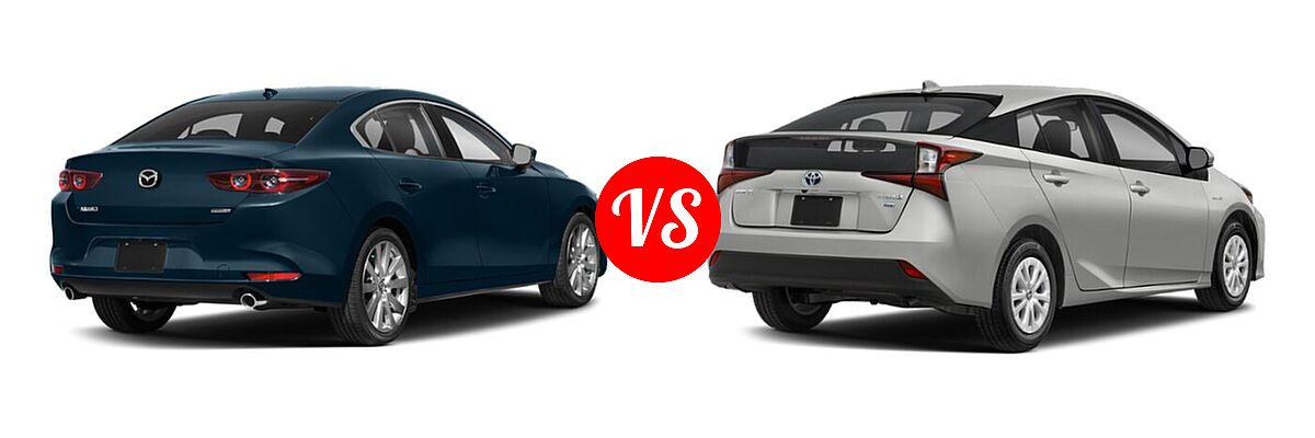 2022 Mazda 3 Hatchback Select vs. 2022 Toyota Prius Hatchback Hybrid Limited / Nightshade - Rear Right Comparison