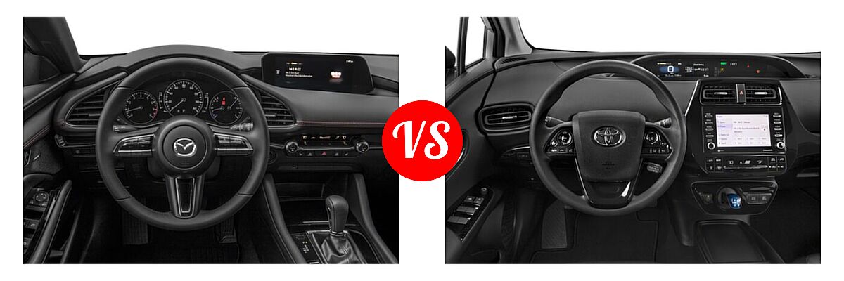 2022 Mazda 3 Hatchback Preferred vs. 2022 Toyota Prius Hatchback Hybrid Limited / Nightshade - Dashboard Comparison