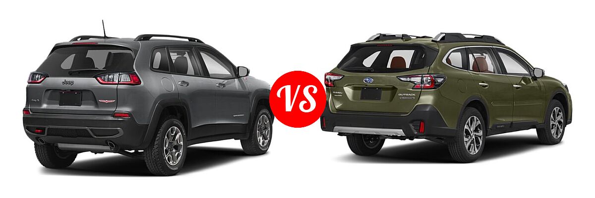 2022 Jeep Cherokee SUV Trailhawk vs. 2022 Subaru Outback SUV Touring XT - Rear Right Comparison