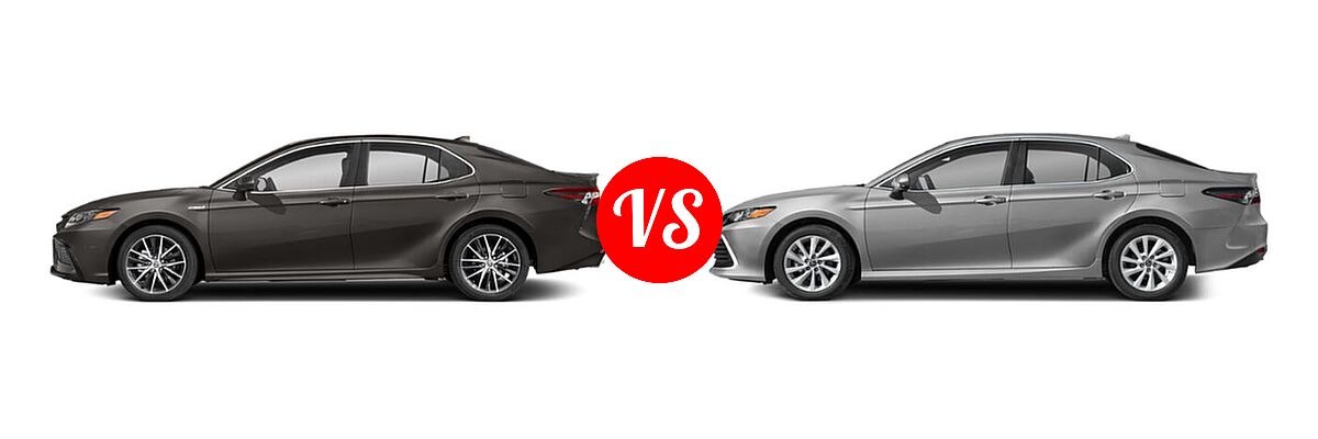 2021 Toyota Camry Hybrid Sedan Hybrid Hybrid SE vs. 2021 Toyota Camry Sedan LE - Side Comparison