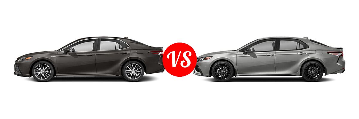 2021 Toyota Camry Hybrid Sedan Hybrid Hybrid SE vs. 2021 Toyota Camry Sedan XSE / XSE V6 - Side Comparison