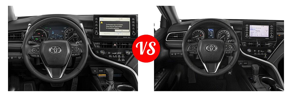 2021 Toyota Camry Hybrid Sedan Hybrid Hybrid XSE vs. 2021 Toyota Camry Sedan SE Nightshade - Dashboard Comparison