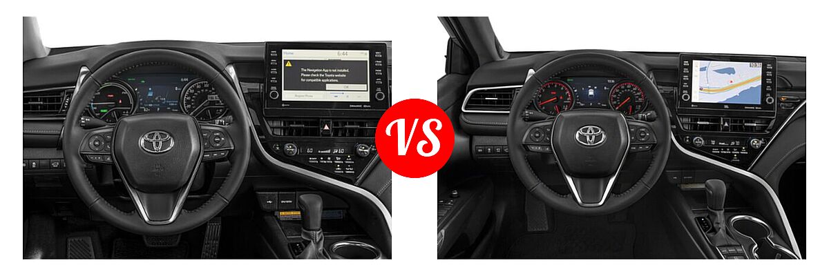 2021 Toyota Camry Hybrid Sedan Hybrid Hybrid XSE vs. 2021 Toyota Camry Sedan XSE / XSE V6 - Dashboard Comparison