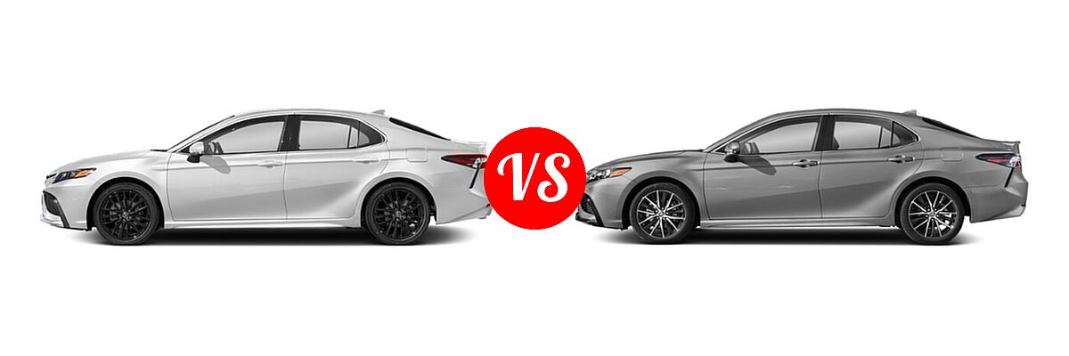 2021 Toyota Camry Hybrid Sedan Hybrid Hybrid XSE vs. 2021 Toyota Camry Sedan SE - Side Comparison