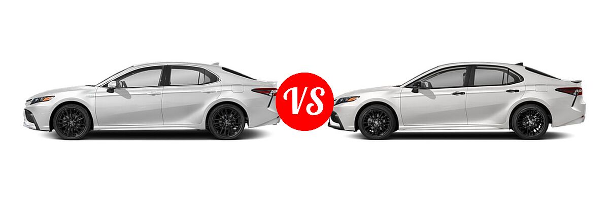 2021 Toyota Camry Hybrid Sedan Hybrid Hybrid XSE vs. 2021 Toyota Camry Sedan SE Nightshade - Side Comparison