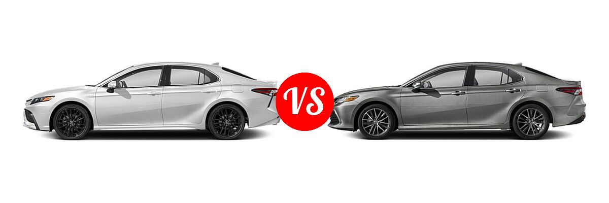 2021 Toyota Camry Hybrid Sedan Hybrid Hybrid XSE vs. 2021 Toyota Camry Sedan XLE / XLE V6 - Side Comparison