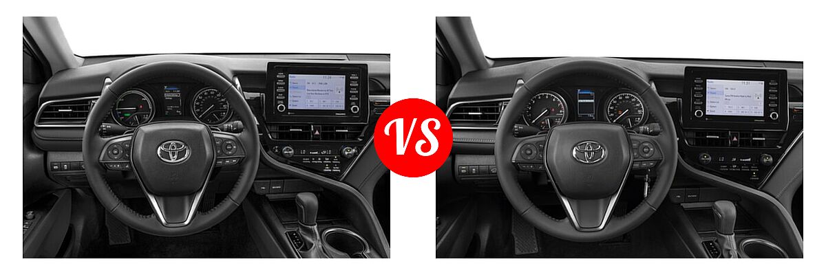 2021 Toyota Camry Hybrid Sedan Hybrid Hybrid SE vs. 2021 Toyota Camry Sedan SE - Dashboard Comparison