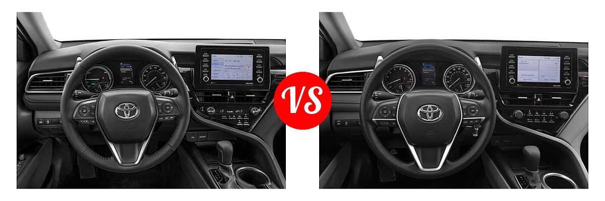 2021 Toyota Camry Hybrid Sedan Hybrid Hybrid SE vs. 2021 Toyota Camry Sedan LE - Dashboard Comparison