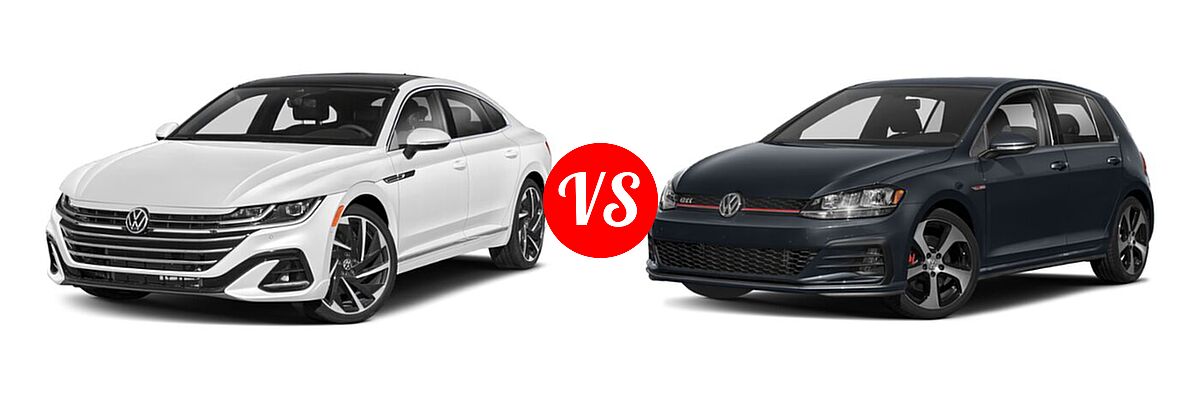 2021 Volkswagen Arteon Hatchback SEL Premium R-Line / SEL R-Line vs. 2021 Volkswagen Golf GTI Hatchback S - Front Left Comparison