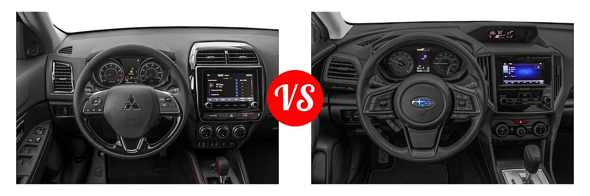 2021 Mitsubishi Outlander Sport SUV BE vs. 2021 Subaru Crosstrek SUV CVT / Manual - Dashboard Comparison