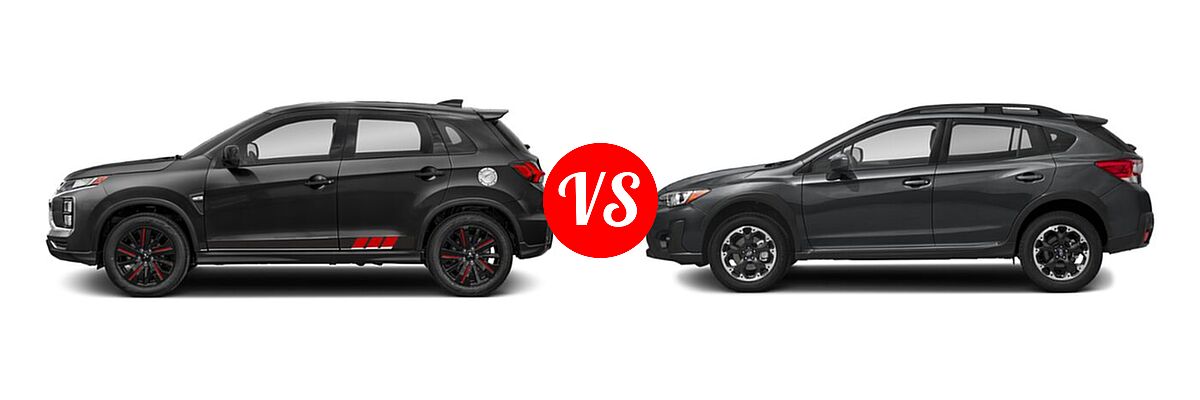 2021 Mitsubishi Outlander Sport SUV BE vs. 2021 Subaru Crosstrek SUV CVT / Manual - Side Comparison