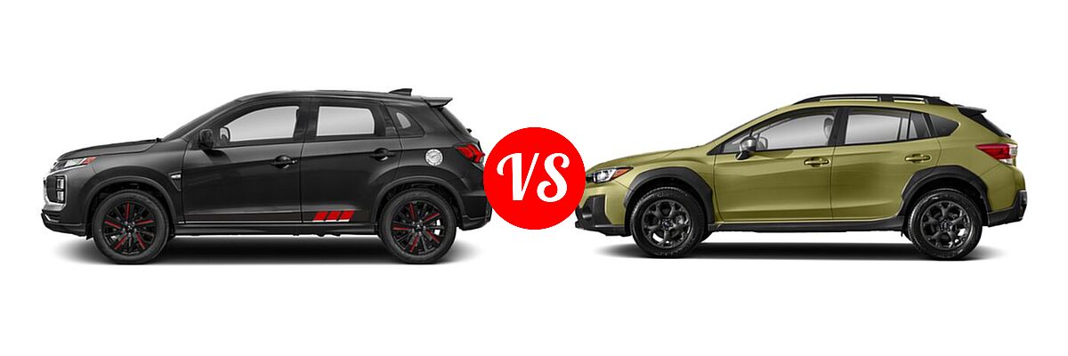 2021 Mitsubishi Outlander Sport SUV BE vs. 2021 Subaru Crosstrek SUV Sport - Side Comparison