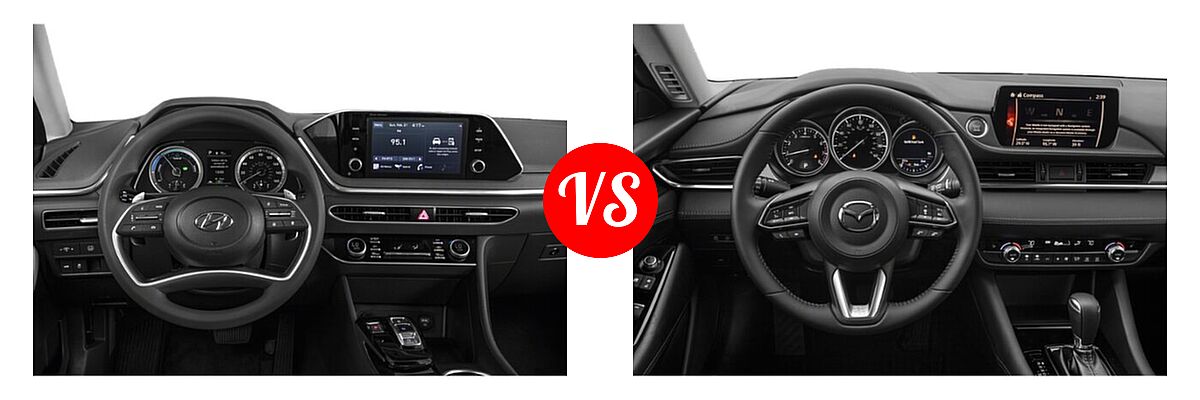 2021 Hyundai Sonata Hybrid Sedan Hybrid Blue vs. 2021 Mazda 6 Sedan Touring - Dashboard Comparison