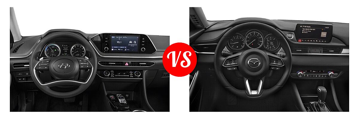2021 Hyundai Sonata Hybrid Sedan Hybrid Blue vs. 2021 Mazda 6 Sedan Sport - Dashboard Comparison