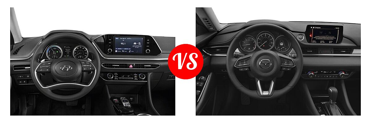 2021 Hyundai Sonata Hybrid Sedan Hybrid Blue vs. 2021 Mazda 6 Sedan Grand Touring - Dashboard Comparison